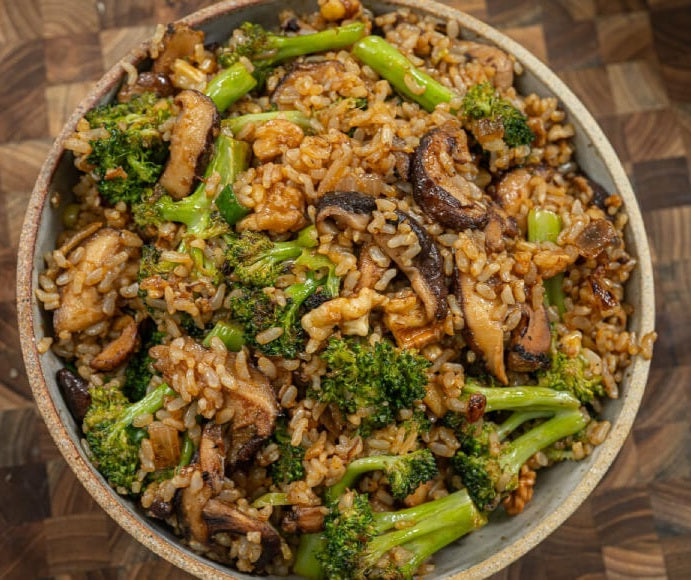 Miso Walnut, Mushroom & Broccoli Brown Rice